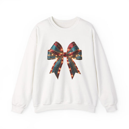 Festive Lighted Christmas Bow Sweatshirt - funny sweatshirt by Cheeky Business