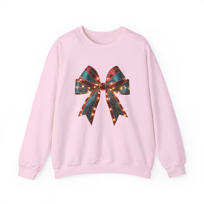 Festive Lighted Christmas Bow Sweatshirt - funny sweatshirt by Cheeky Business