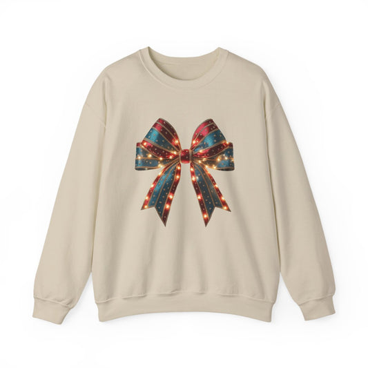 Festive Lighted Christmas Bow Sweatshirt - funny sweatshirt by Cheeky Business