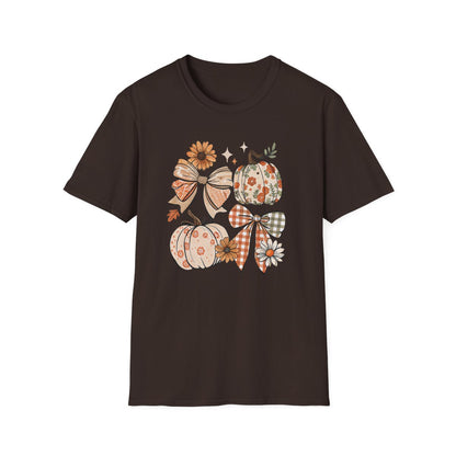 Fall Pumpkin Bow Graphic T-Shirt - funny t-shirt by Cheeky Business