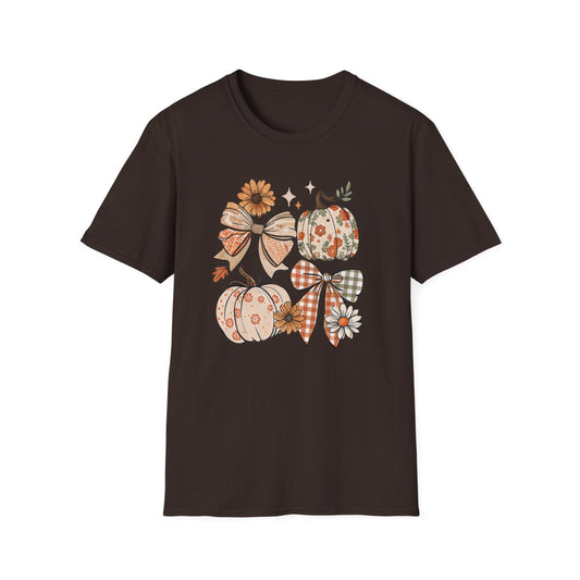 Fall Pumpkin Bow Graphic T-Shirt - funny t-shirt by Cheeky Business
