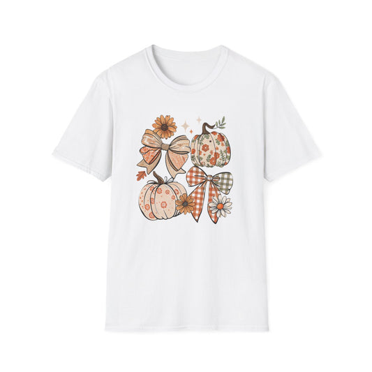 Fall Pumpkin Bow Graphic T-Shirt - funny t-shirt by Cheeky Business