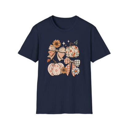 Fall Pumpkin Bow Graphic T-Shirt - funny t-shirt by Cheeky Business