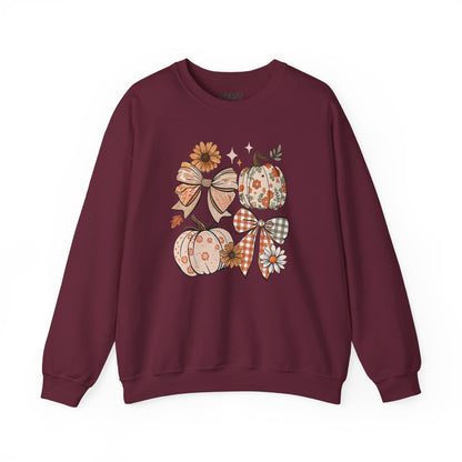 maroon sweatshirt with floral pumpkin bow feminine autumn design