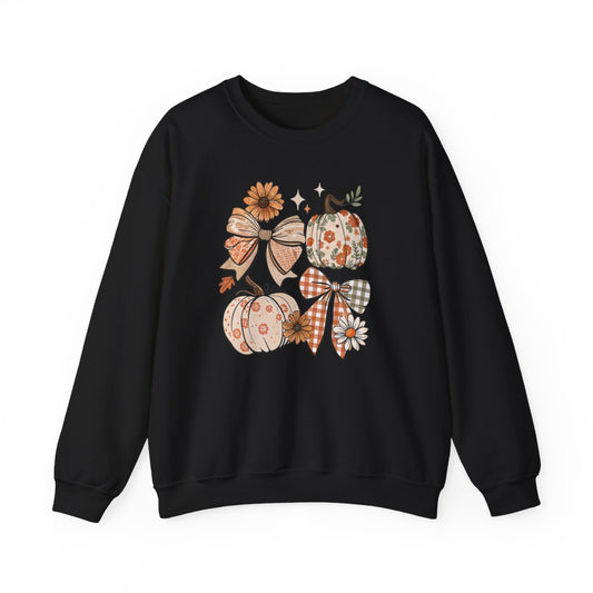 Floral Pumpkin Bow Sweatshirt - funny sweatshirt by Cheeky Business