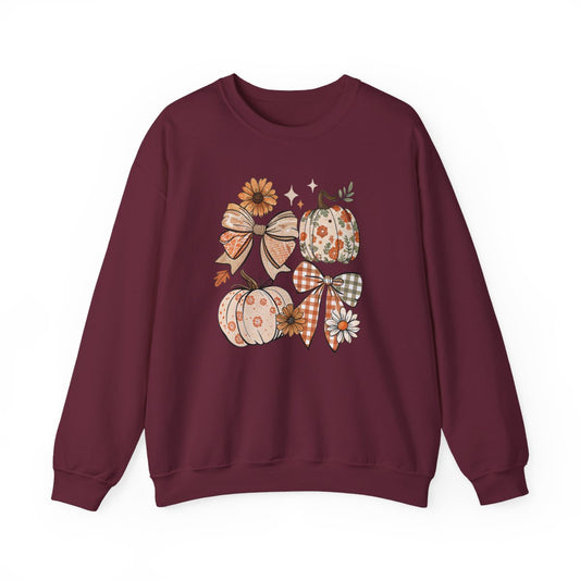 Floral Pumpkin Bow Sweatshirt - funny sweatshirt by Cheeky Business