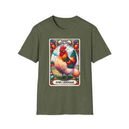 Fowl Language Funny Chicken Tarot T-Shirt - funny t-shirt by Cheeky Business