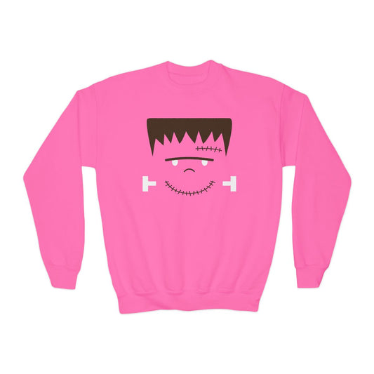Frankenstein Face Kids Halloween Sweatshirt - funny t-shirt by Cheeky Business