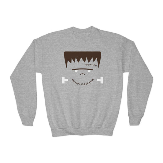 Frankenstein Face Kids Halloween Sweatshirt - funny t-shirt by Cheeky Business