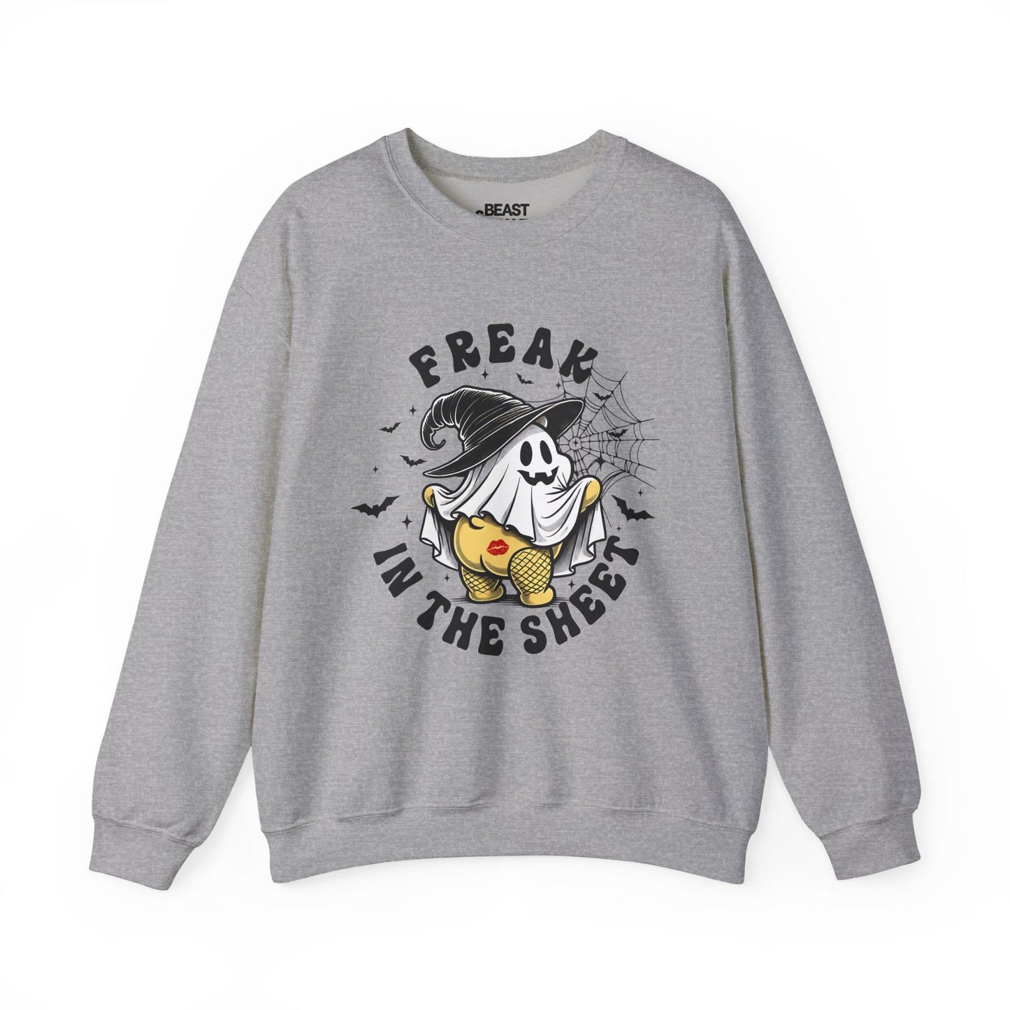 sport grey sweatshirt with bold ghost pun halloween design