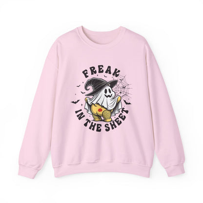 Freak In The Sheet Halloween Sweatshirt - funny sweatshirt by Cheeky Business