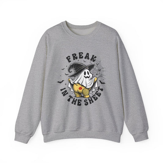 Freak In The Sheet Halloween Sweatshirt - funny sweatshirt by Cheeky Business
