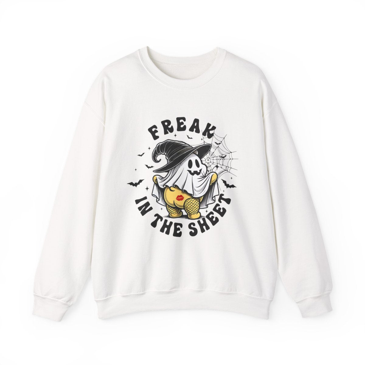 Freak In The Sheet Halloween Sweatshirt - funny sweatshirt by Cheeky Business