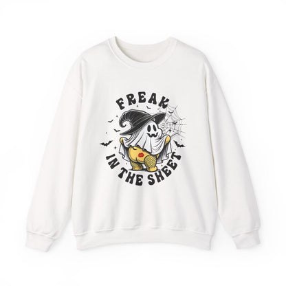 Freak In The Sheet Halloween Sweatshirt - funny sweatshirt by Cheeky Business