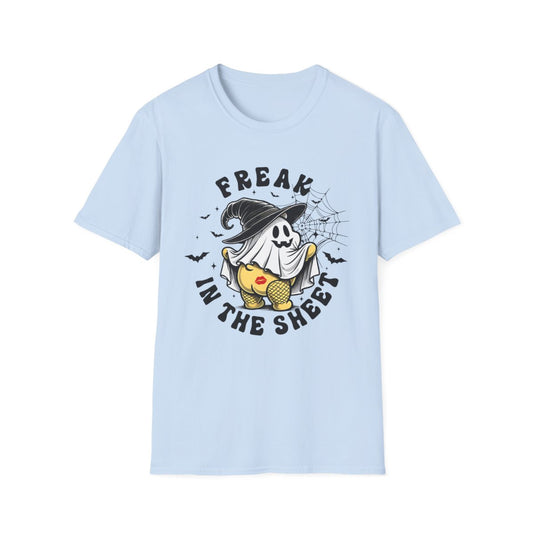 Freak in the Sheet Funny Halloween T-Shirt - funny t-shirt by Cheeky Business