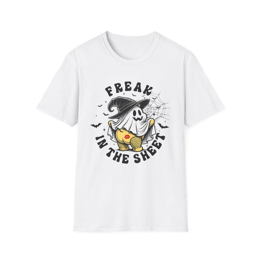 Freak in the Sheet Funny Halloween T-Shirt - funny t-shirt by Cheeky Business