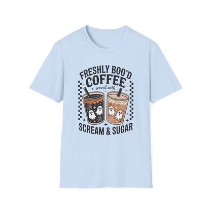 Freshly Boo'd Coffee Halloween Graphic T-Shirt - funny t-shirt by Cheeky Business