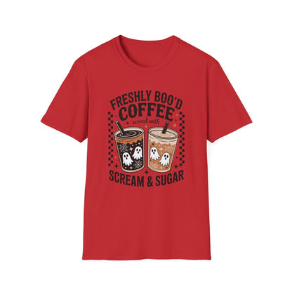 Freshly Boo'd Coffee Halloween Graphic T-Shirt - funny t-shirt by Cheeky Business