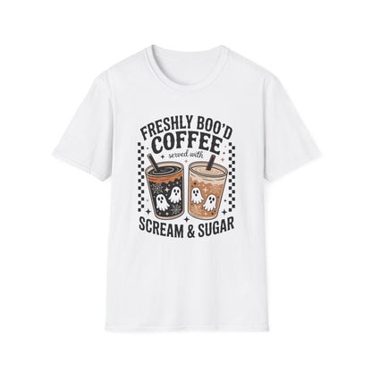 Freshly Boo'd Coffee Halloween Graphic T-Shirt - funny t-shirt by Cheeky Business