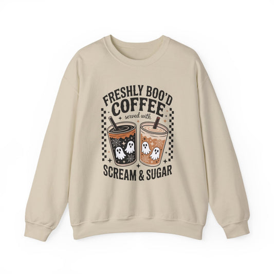 Freshly Boo’d Coffee Halloween Sweatshirt - funny sweatshirt by Cheeky Business