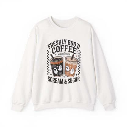 Freshly Boo’d Coffee Halloween Sweatshirt - funny sweatshirt by Cheeky Business