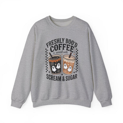 Freshly Boo’d Coffee Halloween Sweatshirt - funny sweatshirt by Cheeky Business