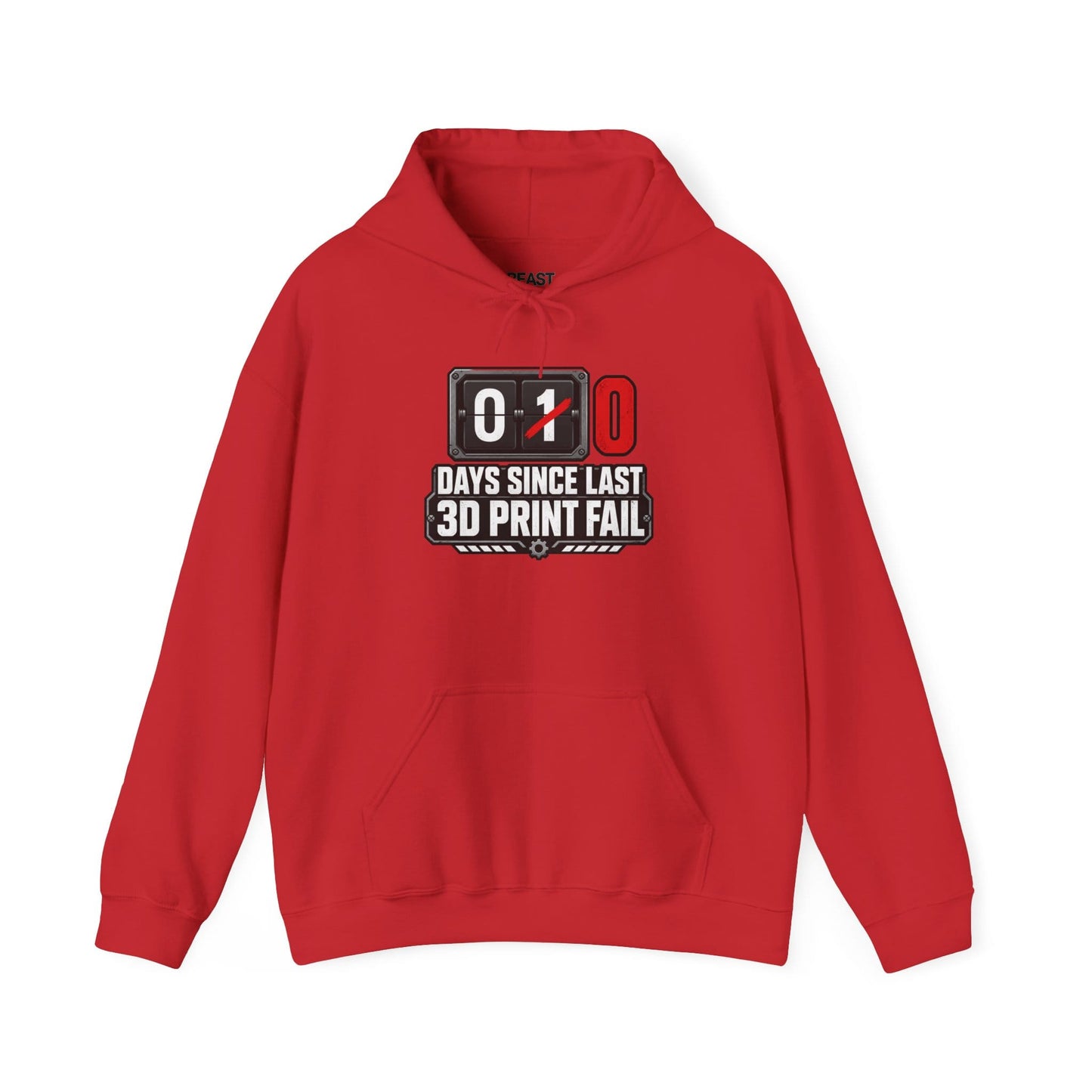 red hoodie with spaghetti print fail design for maker gift