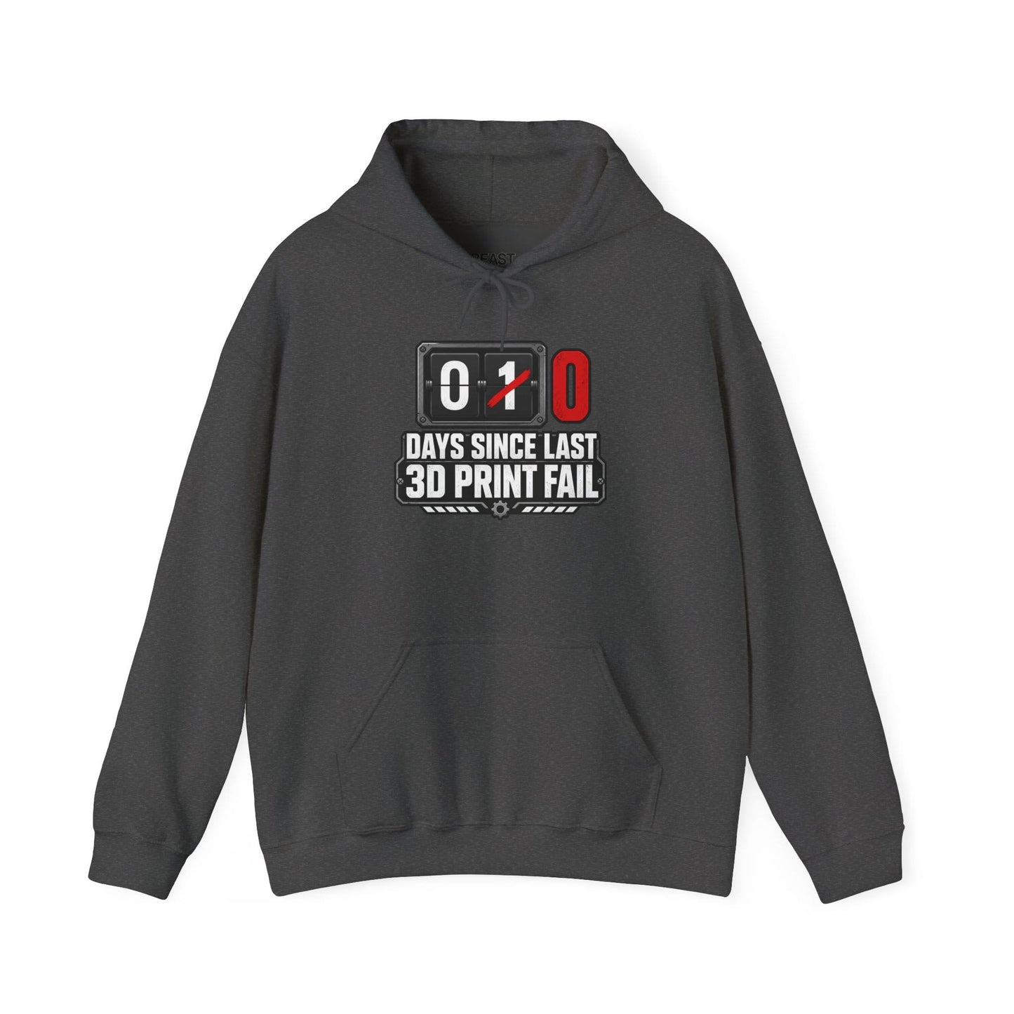 navy hoodie with 0 days since last 3d print fail design for makerspace enthusiasts