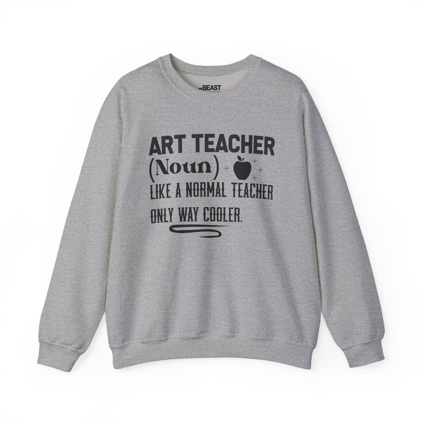 sport grey crewneck sweatshirt with funny cooler art teacher printed design