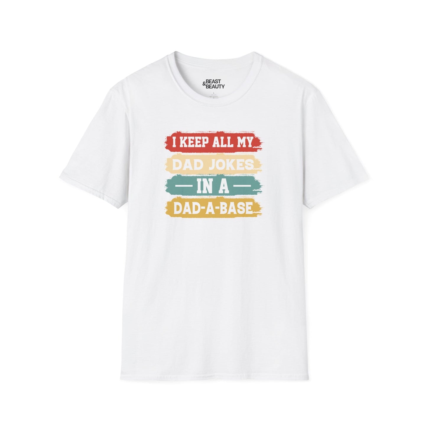 i keep all my dad jokes in a dad-a-base t-shirt white t-shirt Father's Day gift idea