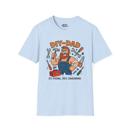 light blue t-shirt with 5% fixing 95% swearing funny DIY dad design