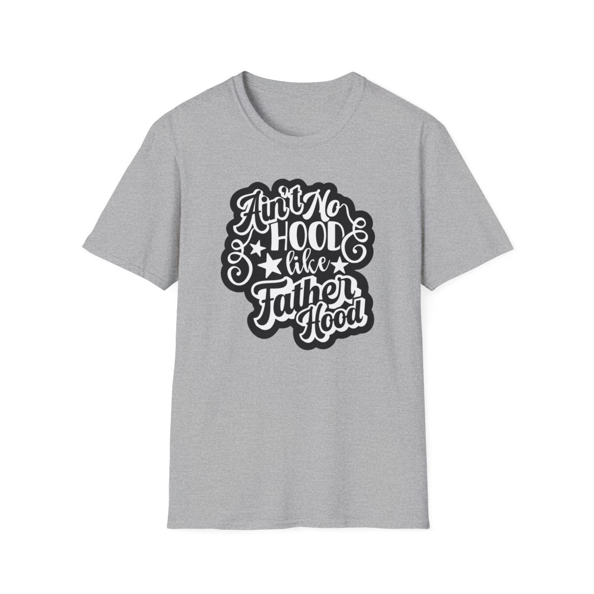 red t-shirt with ain't no hood like fatherhood funny dad typography