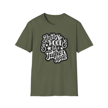 royal blue t-shirt with ain't no hood like fatherhood print for dad gift