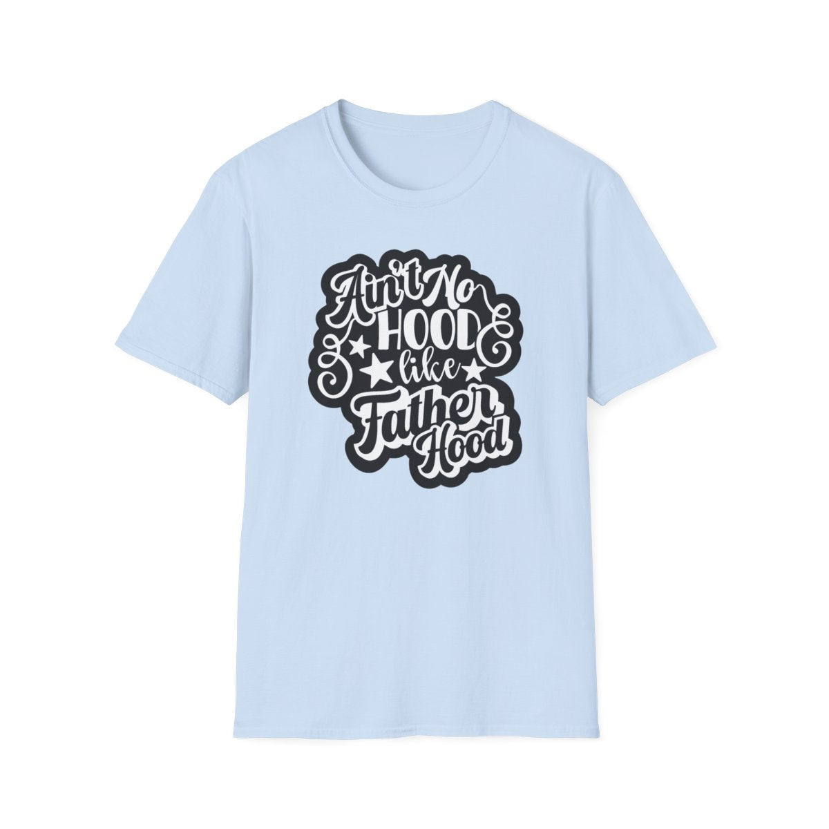 dark heather t-shirt with ain't no hood like fatherhood funny dad graphic