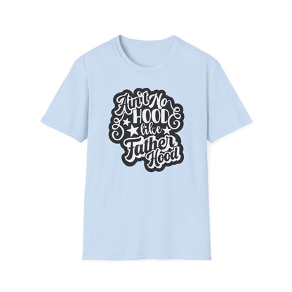 dark heather t-shirt with ain't no hood like fatherhood funny dad graphic