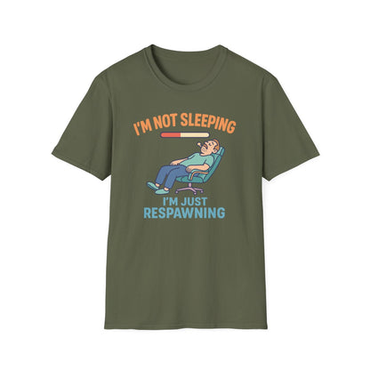I'm Not Sleeping, Just Respawning T-Shirt - funny t-shirt by Cheeky Business