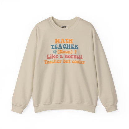 sand sweatshirt with funny math teacher retro quote design