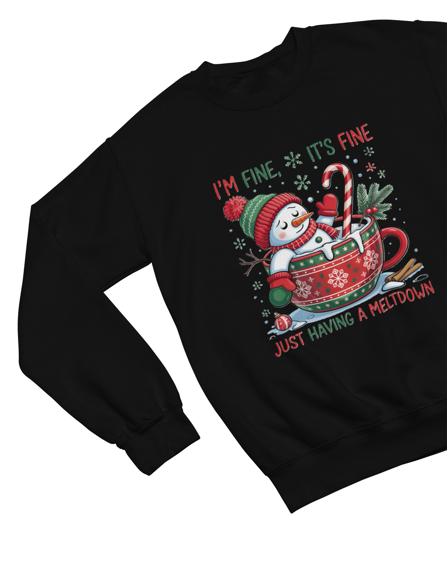 Funny Meltdown Snowman Christmas Sweatshirt – Festive Holiday Jumper Sweatshirt / 3XL (Adult) / Black gift_idea unique_gift personalised_gift