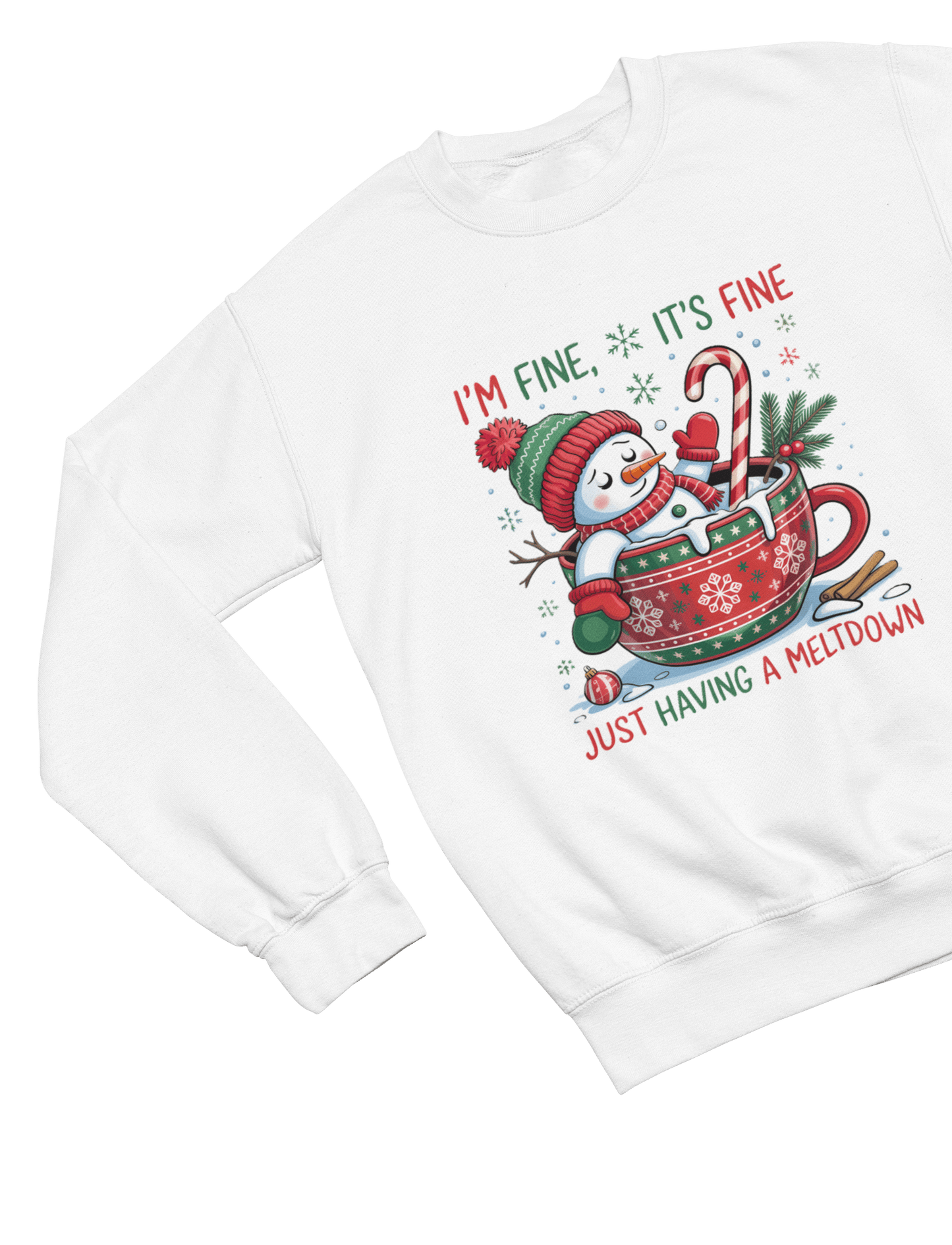 Funny Meltdown Snowman Christmas Sweatshirt – Festive Holiday Jumper Sweatshirt / 3XL (Adult) / White gift_idea unique_gift personalised_gift