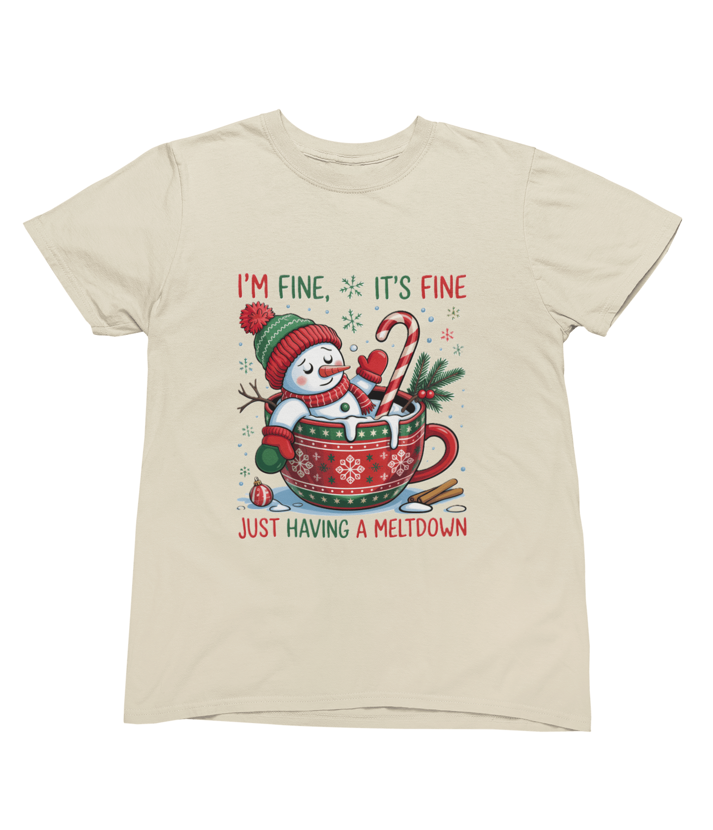 Funny Meltdown Snowman Christmas Sweatshirt – Festive Holiday Jumper T-Shirt / 3XL (Adult) / Beige gift_idea unique_gift personalised_gift