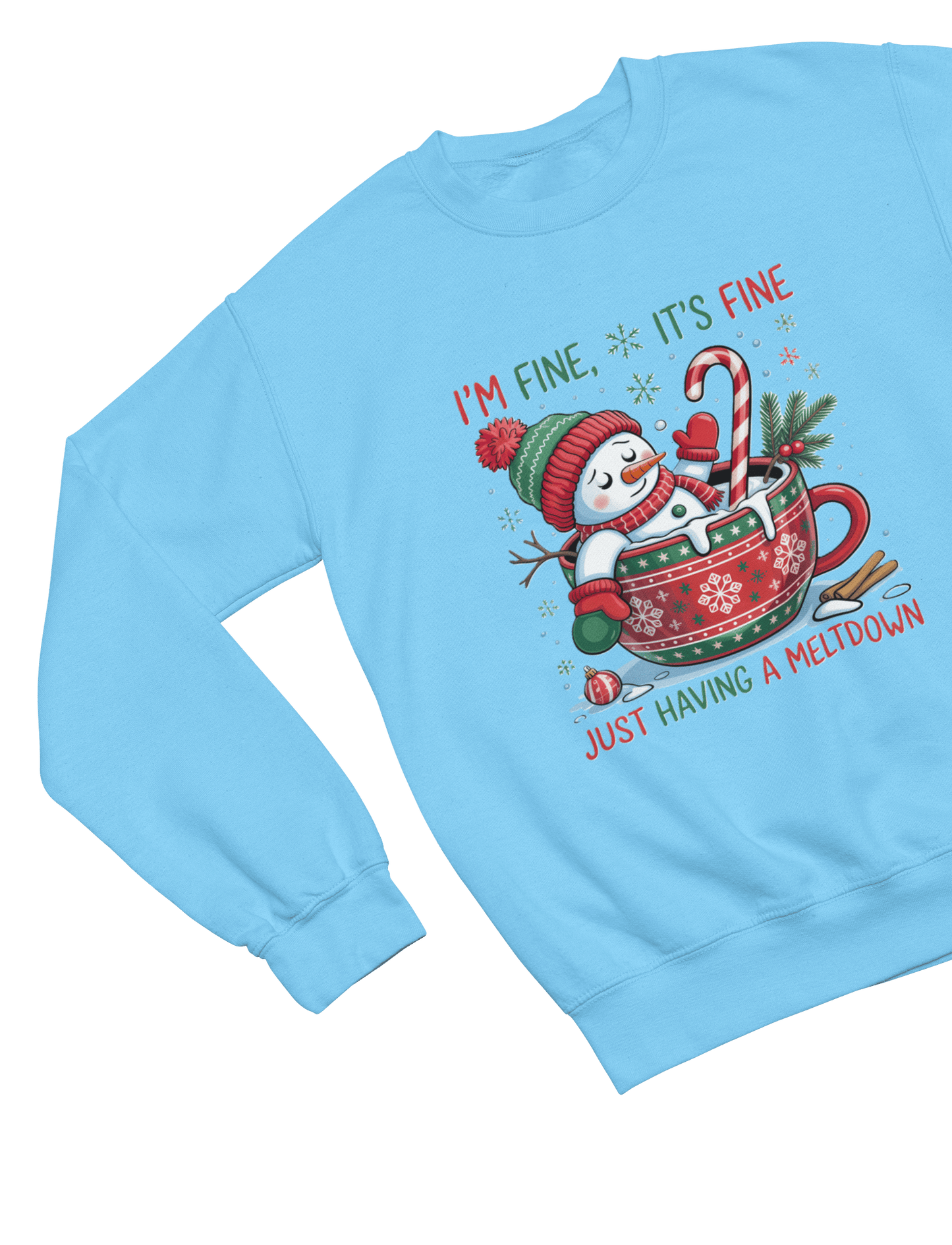 Funny Meltdown Snowman Christmas Sweatshirt – Festive Holiday Jumper Sweatshirt / 3XL (Adult) / Blue gift_idea unique_gift personalised_gift