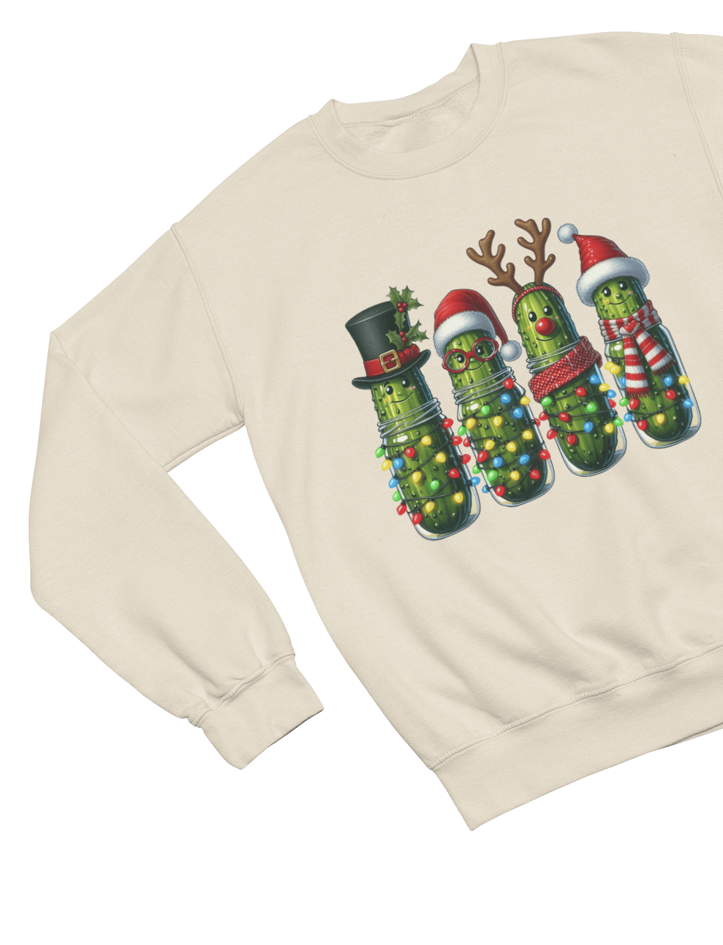 Funny Pickle Christmas Sweatshirt – Quirky Festive Jumper Unisex Sweatshirt / 3XL (Adult) / Beige gift_idea unique_gift personalised_gift