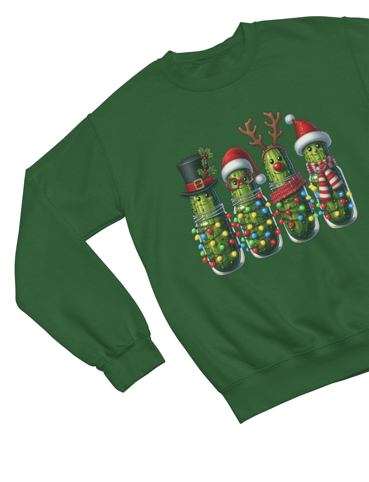 Funny Pickle Christmas Sweatshirt – Quirky Festive Jumper Unisex Sweatshirt / 3XL (Adult) / Green gift_idea unique_gift personalised_gift