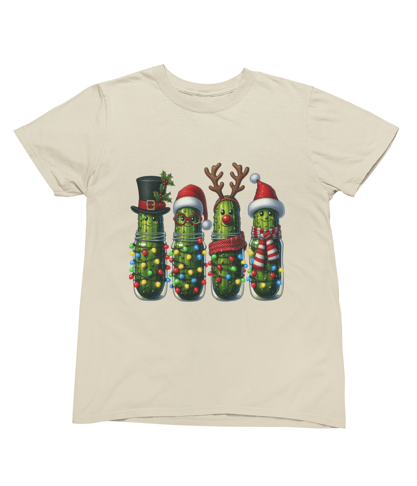 Funny Pickle Christmas Sweatshirt – Quirky Festive Jumper Unisex T-Shirt / 3XL (Adult) / Beige gift_idea unique_gift personalised_gift