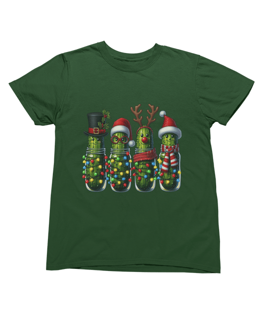 green t-shirt with pickle gang Christmas gift design