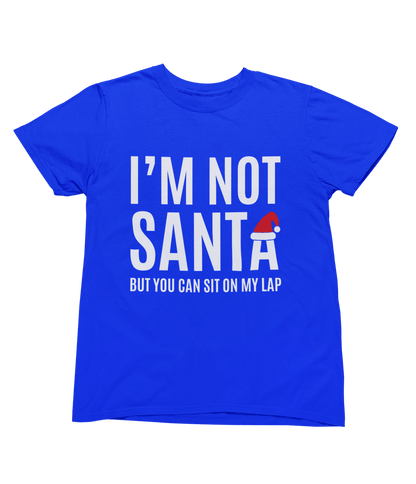 blue t-shirt with cheeky I'm Not Santa Christmas slogan