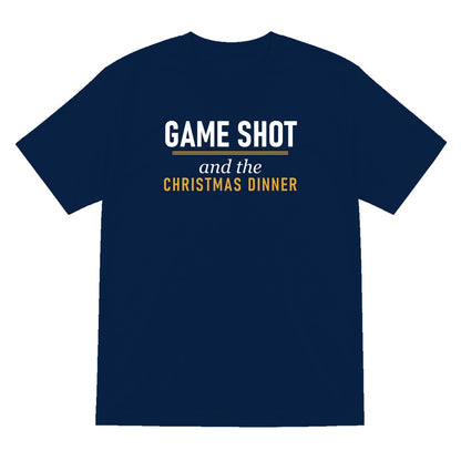 Game Shot And The Christmas Dinner Funny Darts Christmas Jumper & T-Shirt T-Shirt in Navy