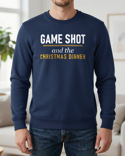Game Shot And The Christmas Dinner Funny Darts Christmas Jumper & T-Shirt worn