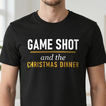 Game Shot And The Christmas Dinner Funny Darts Christmas Jumper & T-Shirt in another colour