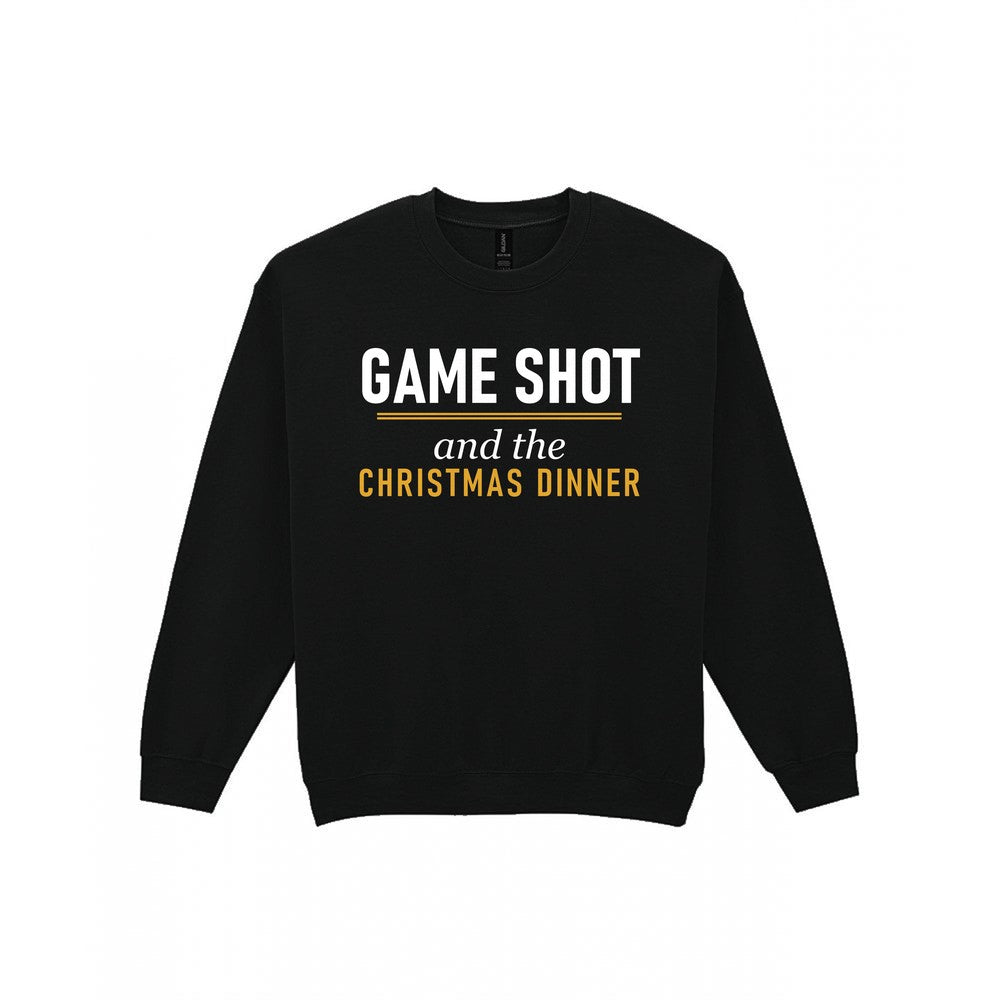 Game Shot And The Christmas Dinner Funny Darts Christmas Jumper & T-Shirt Sweatshirt in Black